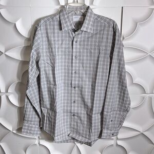Lorenzo uomo trim fit plaid button up shirt sz 16.  (93)